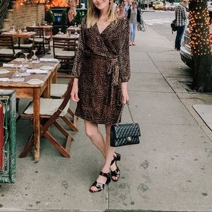 J. Crew Leopard Velvet Wrap Dress 4P